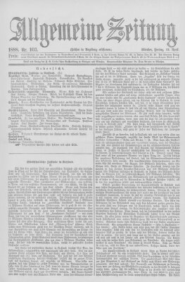 Allgemeine Zeitung Freitag 13. April 1888