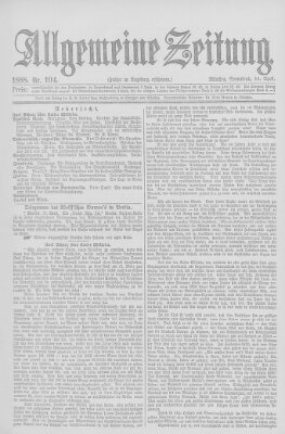 Allgemeine Zeitung Samstag 14. April 1888