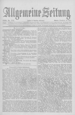 Allgemeine Zeitung Samstag 28. April 1888