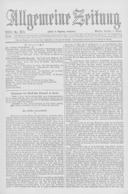 Allgemeine Zeitung Dienstag 7. August 1888