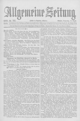 Allgemeine Zeitung Donnerstag 16. August 1888