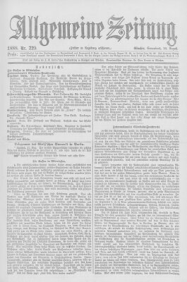 Allgemeine Zeitung Samstag 18. August 1888