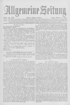 Allgemeine Zeitung Mittwoch 22. August 1888