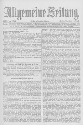 Allgemeine Zeitung Samstag 25. August 1888