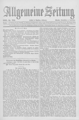 Allgemeine Zeitung Samstag 8. September 1888