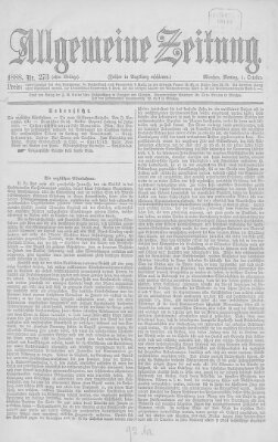 Allgemeine Zeitung Montag 1. Oktober 1888