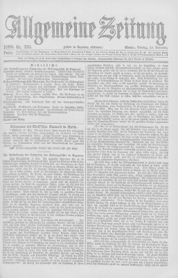 Allgemeine Zeitung Dienstag 13. November 1888