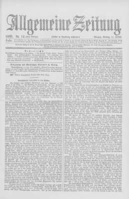 Allgemeine Zeitung Montag 14. Januar 1889