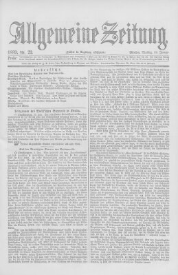 Allgemeine Zeitung Dienstag 22. Januar 1889