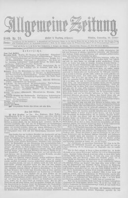 Allgemeine Zeitung Donnerstag 24. Januar 1889