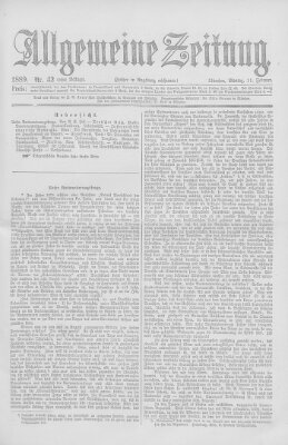 Allgemeine Zeitung Montag 11. Februar 1889