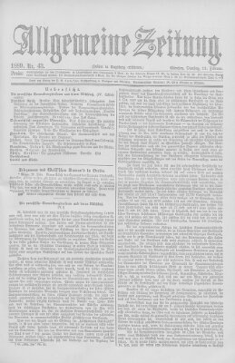 Allgemeine Zeitung Dienstag 12. Februar 1889