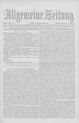 Allgemeine Zeitung Samstag 16. Februar 1889