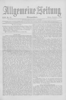 Allgemeine Zeitung Samstag 2. März 1889