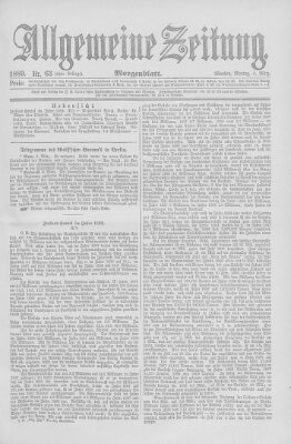 Allgemeine Zeitung Montag 4. März 1889