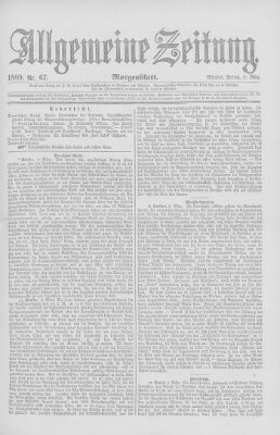 Allgemeine Zeitung Freitag 8. März 1889