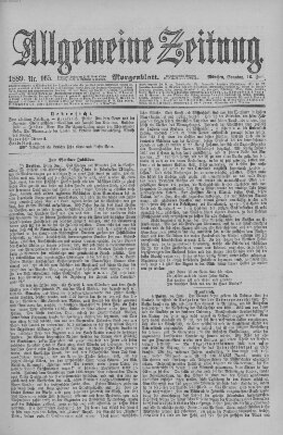 Allgemeine Zeitung Sonntag 16. Juni 1889