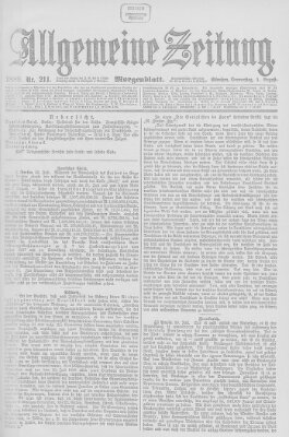 Allgemeine Zeitung Donnerstag 1. August 1889