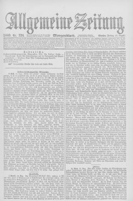 Allgemeine Zeitung Freitag 16. August 1889