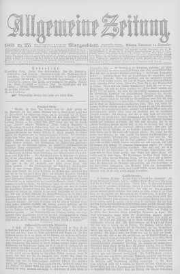 Allgemeine Zeitung Samstag 14. September 1889