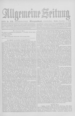 Allgemeine Zeitung Samstag 13. April 1889