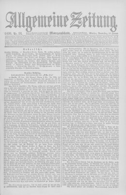 Allgemeine Zeitung Donnerstag 16. Januar 1890