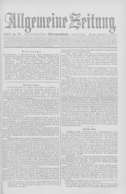 Allgemeine Zeitung Samstag 1. Februar 1890