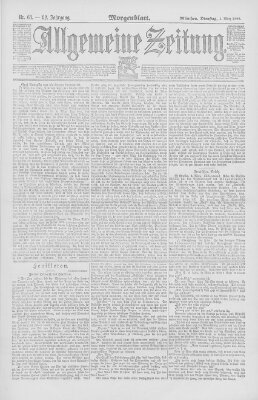 Allgemeine Zeitung Dienstag 4. März 1890