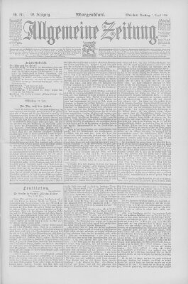 Allgemeine Zeitung Freitag 1. August 1890