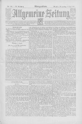 Allgemeine Zeitung Donnerstag 14. August 1890