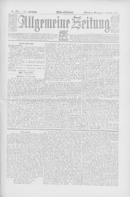 Allgemeine Zeitung Montag 15. September 1890