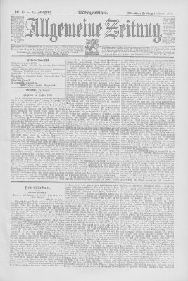 Allgemeine Zeitung Freitag 16. Januar 1891