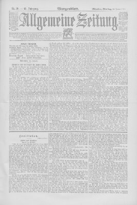 Allgemeine Zeitung Dienstag 20. Januar 1891