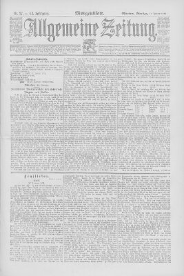 Allgemeine Zeitung Dienstag 27. Januar 1891