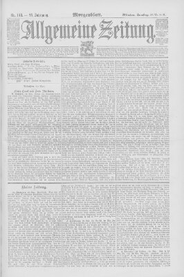 Allgemeine Zeitung Samstag 30. Mai 1891