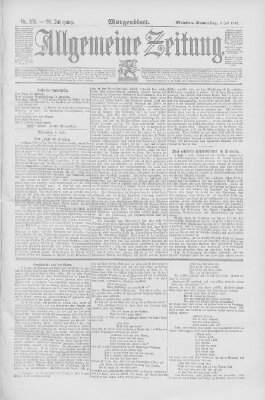 Allgemeine Zeitung Donnerstag 9. Juli 1891