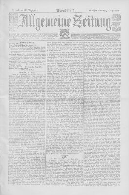 Allgemeine Zeitung Montag 31. August 1891