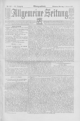 Allgemeine Zeitung Dienstag 1. September 1891