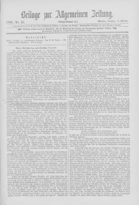 Allgemeine Zeitung Samstag 14. Februar 1891