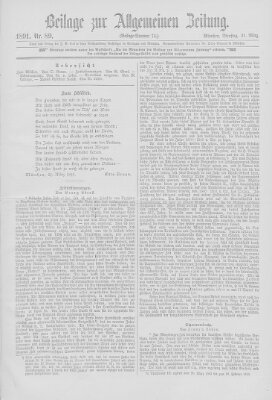 Allgemeine Zeitung Dienstag 31. März 1891