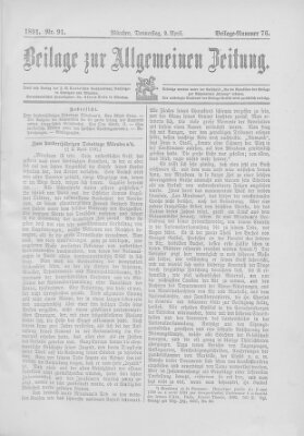 Allgemeine Zeitung Donnerstag 2. April 1891