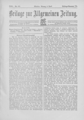 Allgemeine Zeitung Montag 6. April 1891