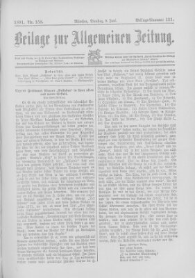 Allgemeine Zeitung Dienstag 9. Juni 1891