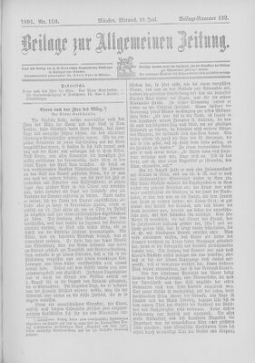 Allgemeine Zeitung Mittwoch 10. Juni 1891