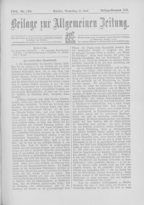 Allgemeine Zeitung Donnerstag 11. Juni 1891