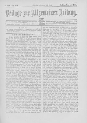 Allgemeine Zeitung Samstag 11. Juli 1891