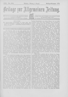 Allgemeine Zeitung Montag 3. August 1891