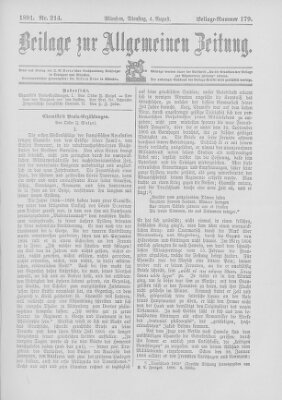 Allgemeine Zeitung Dienstag 4. August 1891