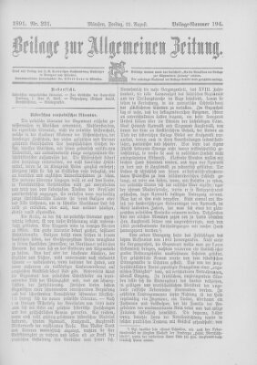 Allgemeine Zeitung Freitag 21. August 1891