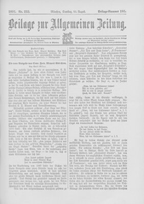 Allgemeine Zeitung Samstag 22. August 1891